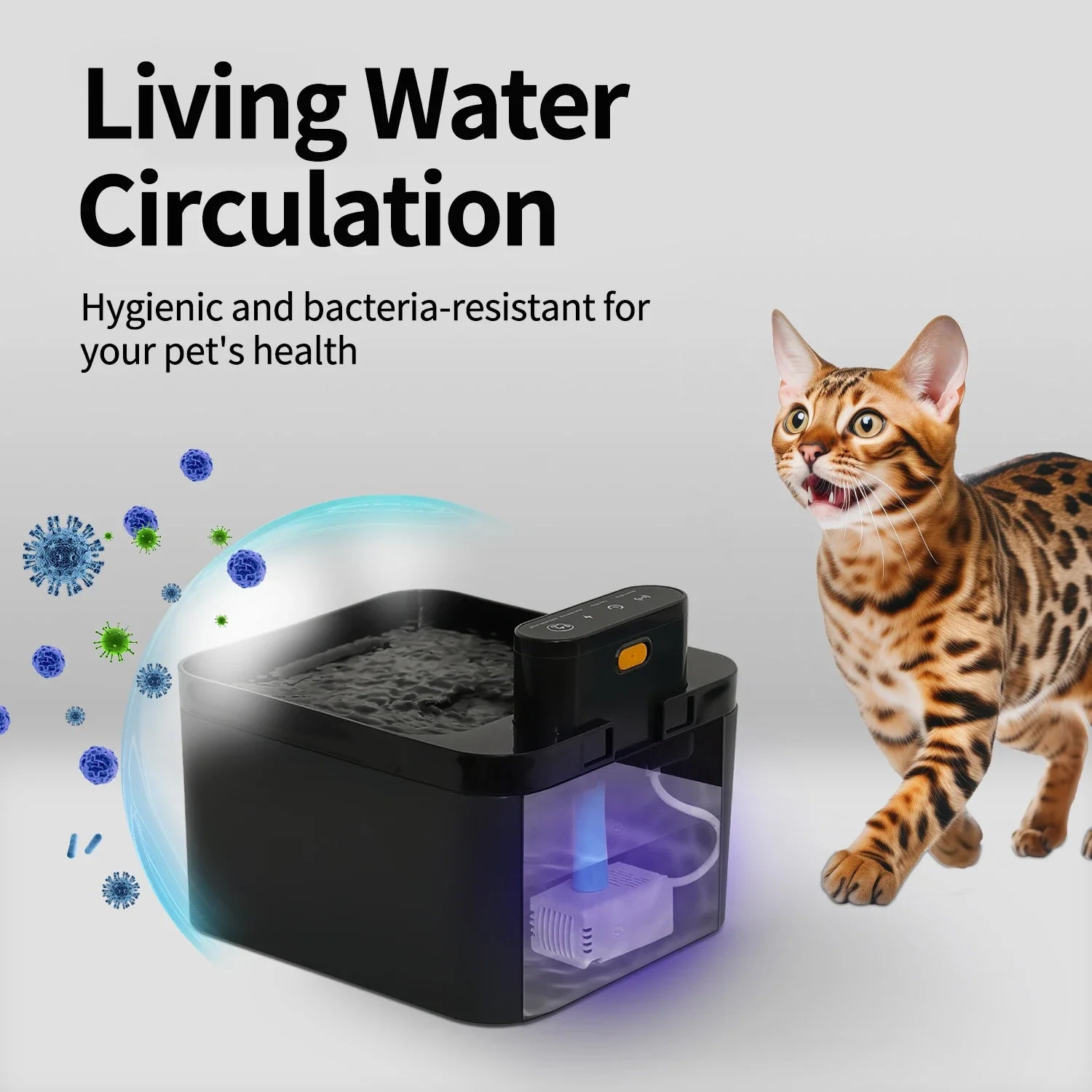 2.2L Wireless Cat Water Fountain – Battery Operated with Motion Sensor | Quiet Pet Drinking Dispenser for Cats & Small Dogs