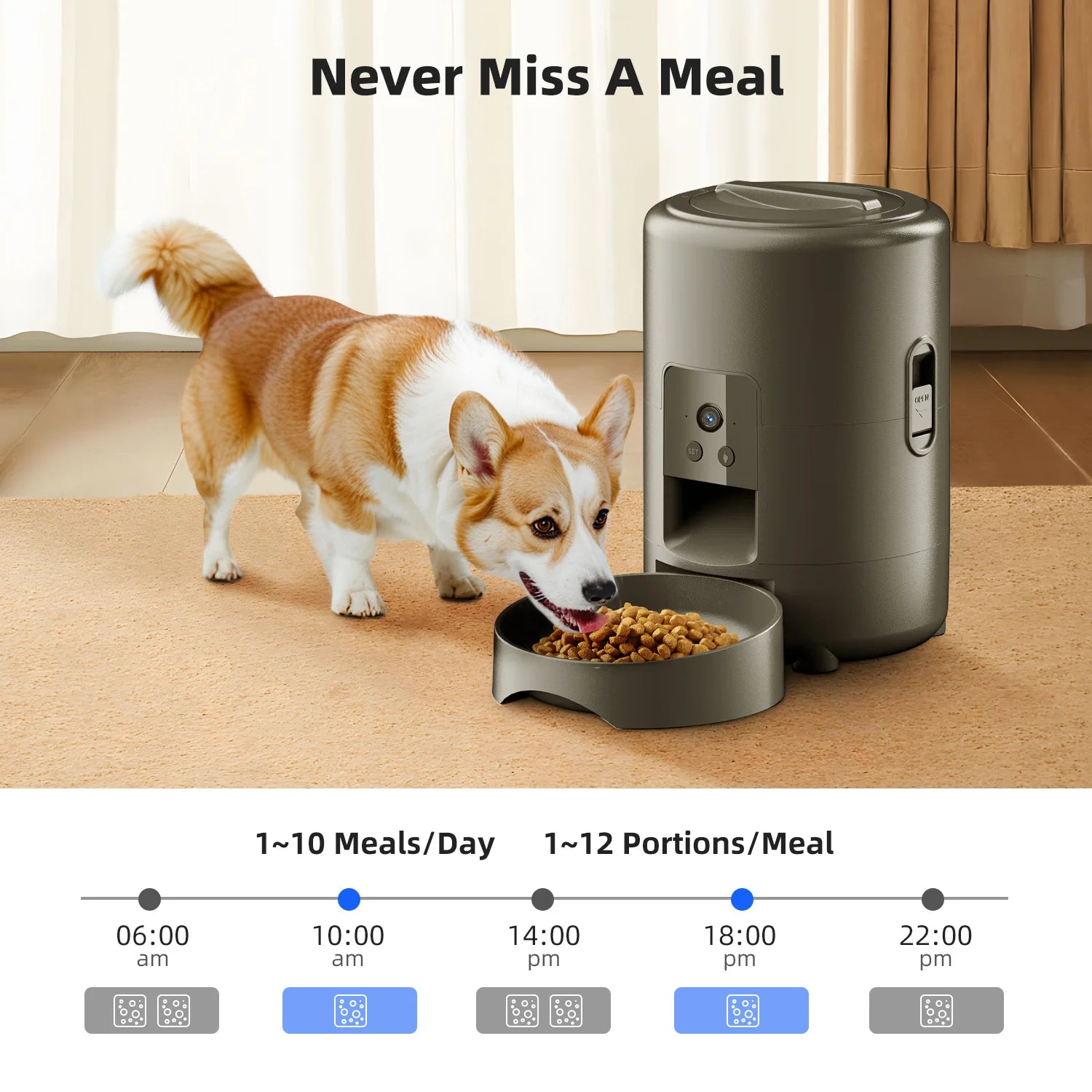 2L Smart Automatic Pet Feeder with WiFi, APP & Camera – Timed Dog & Cat Food Dispenser