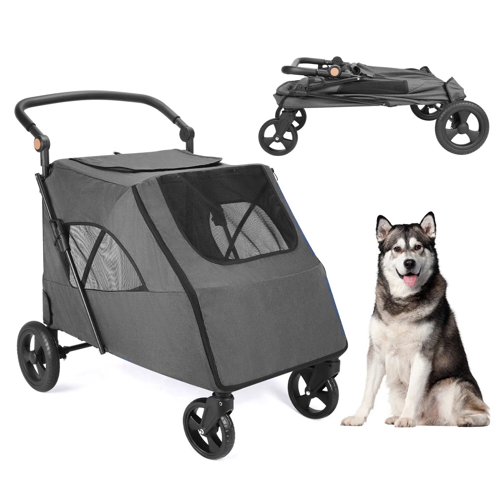 Wedyvko 4-Wheel Pet Stroller – Medium & Large Dog/Cat Jogger Travel Stroller for Outdoor Use