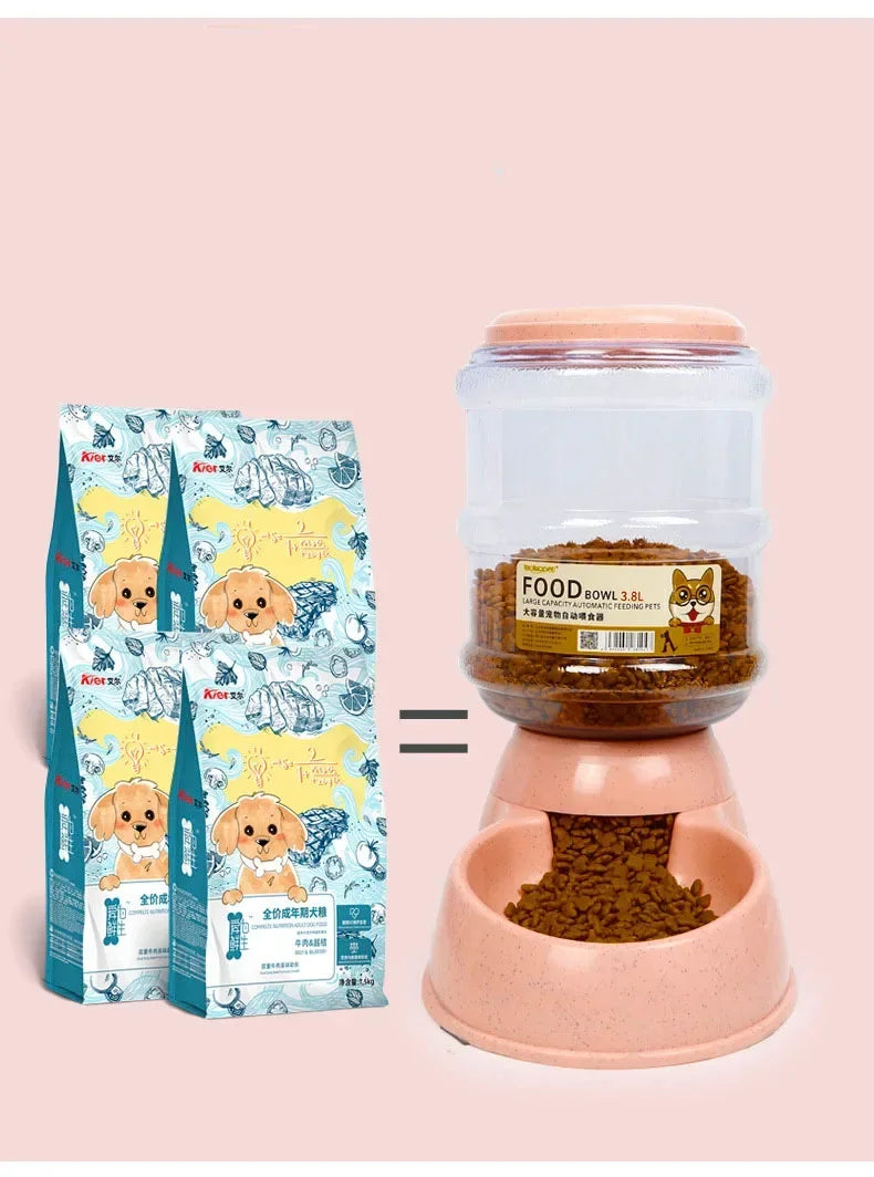 Automatic Dog & Cat Feeder with Water Bottle – 2-in-1 Pet Feeding & Drinking Station