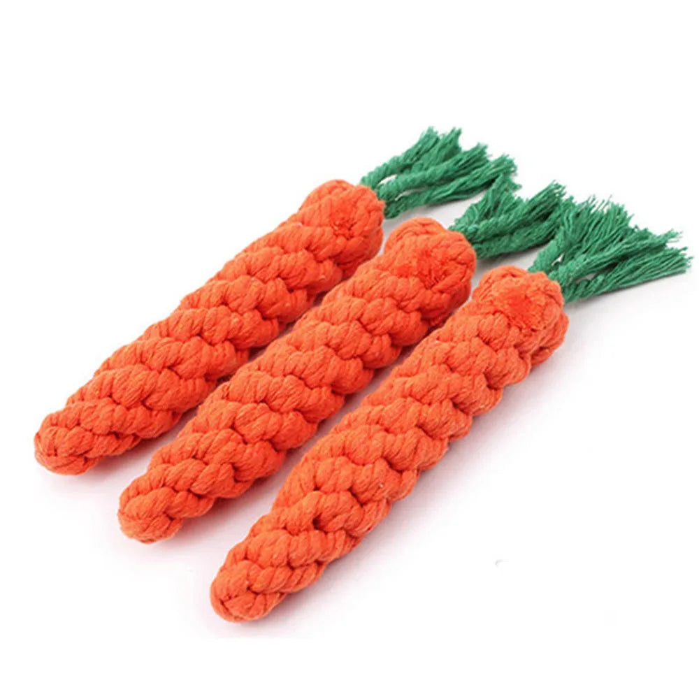 1Pc Carrot Dog Bite Rope Toy – Durable Braided Cotton Chew Toy for Puppies & Small Dogs – Safe, Molar & Teeth Cleaning Toy