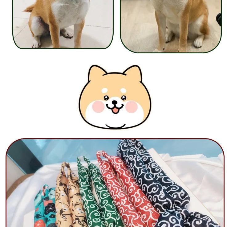 Japanese Farmhouse Style Dog Bandana – Soft Cotton Pet Scarf with Bow Accent for Akita, Shiba & More