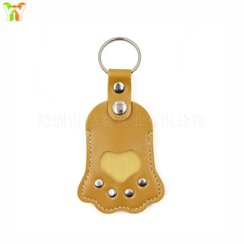Leather Pet Hair Keepsake Keychain – Handmade Memorial Paw Charm for Dog & Cat Remembrance