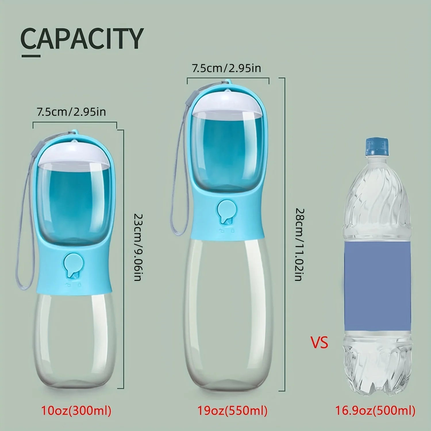 Portable Pet Water Bottle with Food Container – Leakproof Outdoor Dispenser for Dogs & Cats