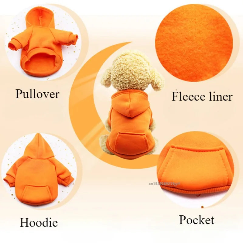 Dog Winter Hooded Sweatshirt – Warm Pet Coat for Small & Medium Dogs and Cats