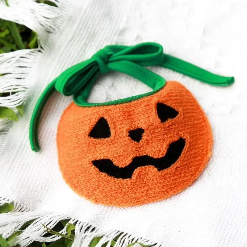 Halloween Dog & Cat Lace Bib – Pumpkin & Ghost Festival Pet Costume Accessory