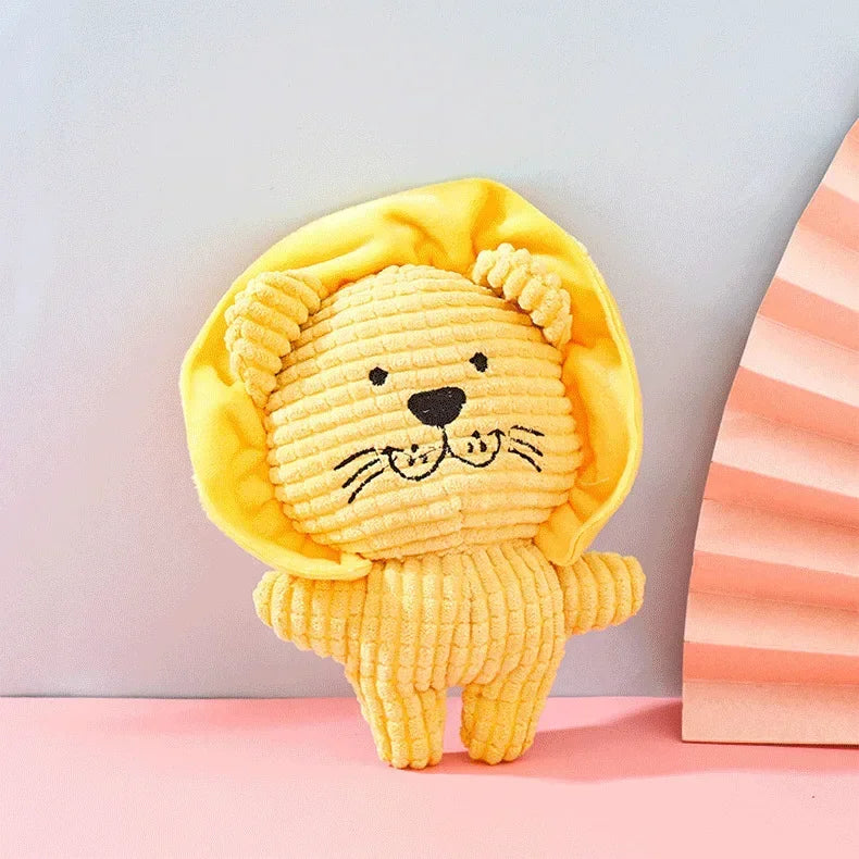 Plush Dog Toy – Bite-Resistant Squeaky Animal Toy for Small, Medium & Large Dogs | Interactive Cute Lion/Rabbit Shape