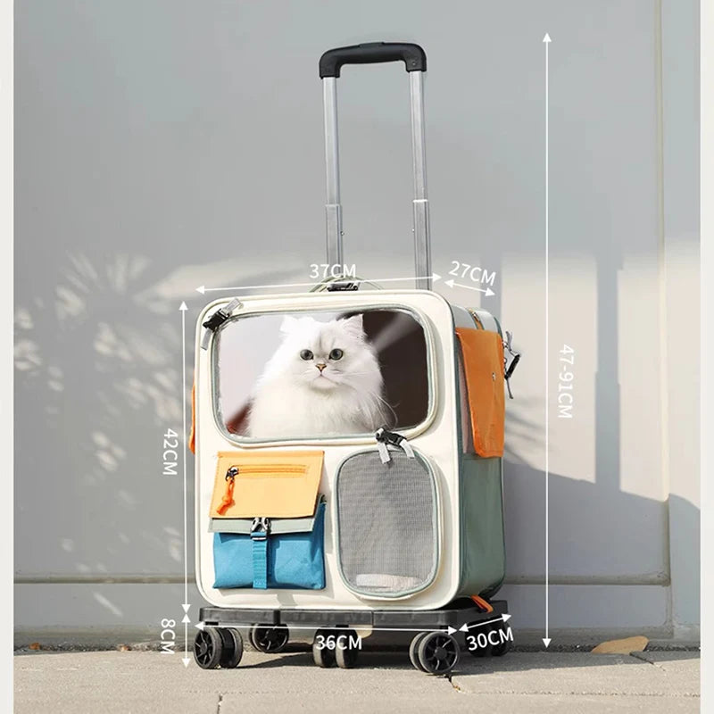 HOOPET Pet Travel Trolley – Portable Rolling Carrier for Cats & Small Dogs