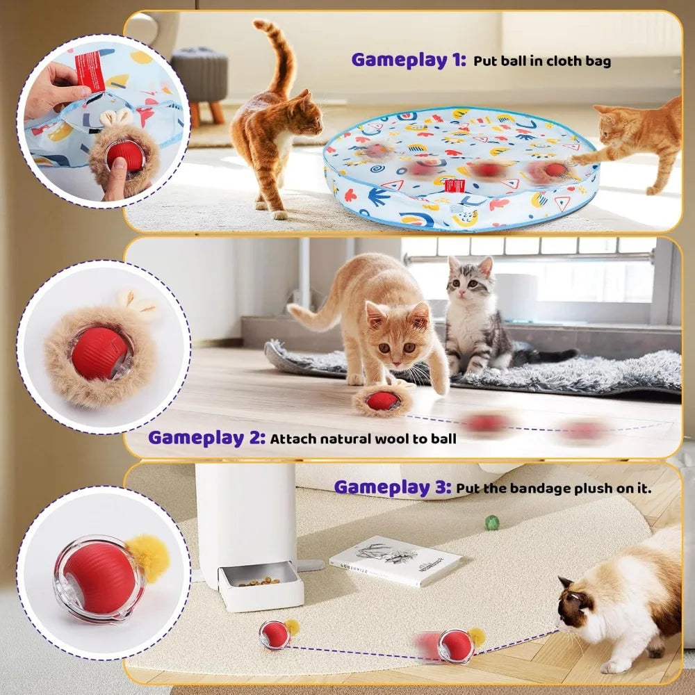 Interactive Cat Toy Play Mat – Automatic Motion Rolling Ball, Hide & Seek Game for Indoor Cats & Kittens