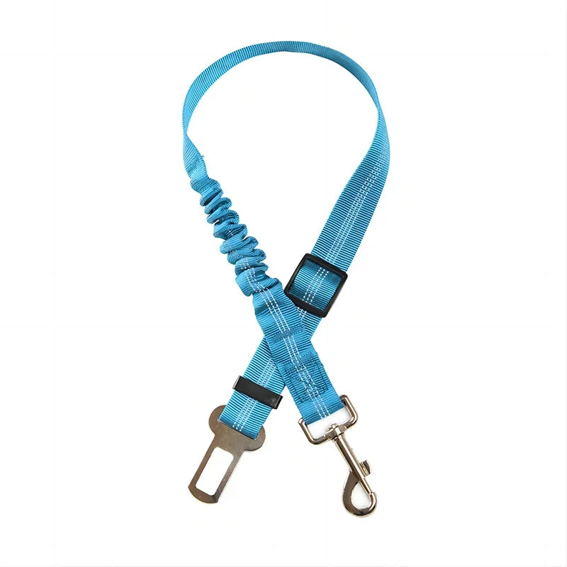 Adjustable Reflective Dog Car Seat Belt – Elastic Nylon Safety Lead for Small & Large Dogs