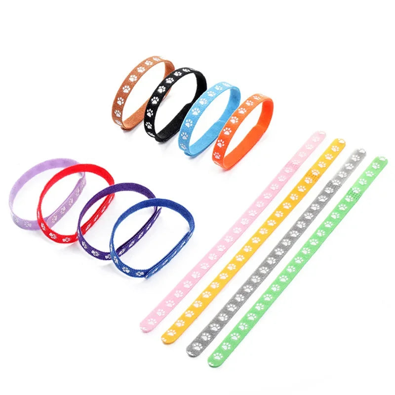 6/12PCS Newborn Puppy & Kitten Identification Collars – Adjustable Footprint Pattern Whelping Collars for Pet Classification