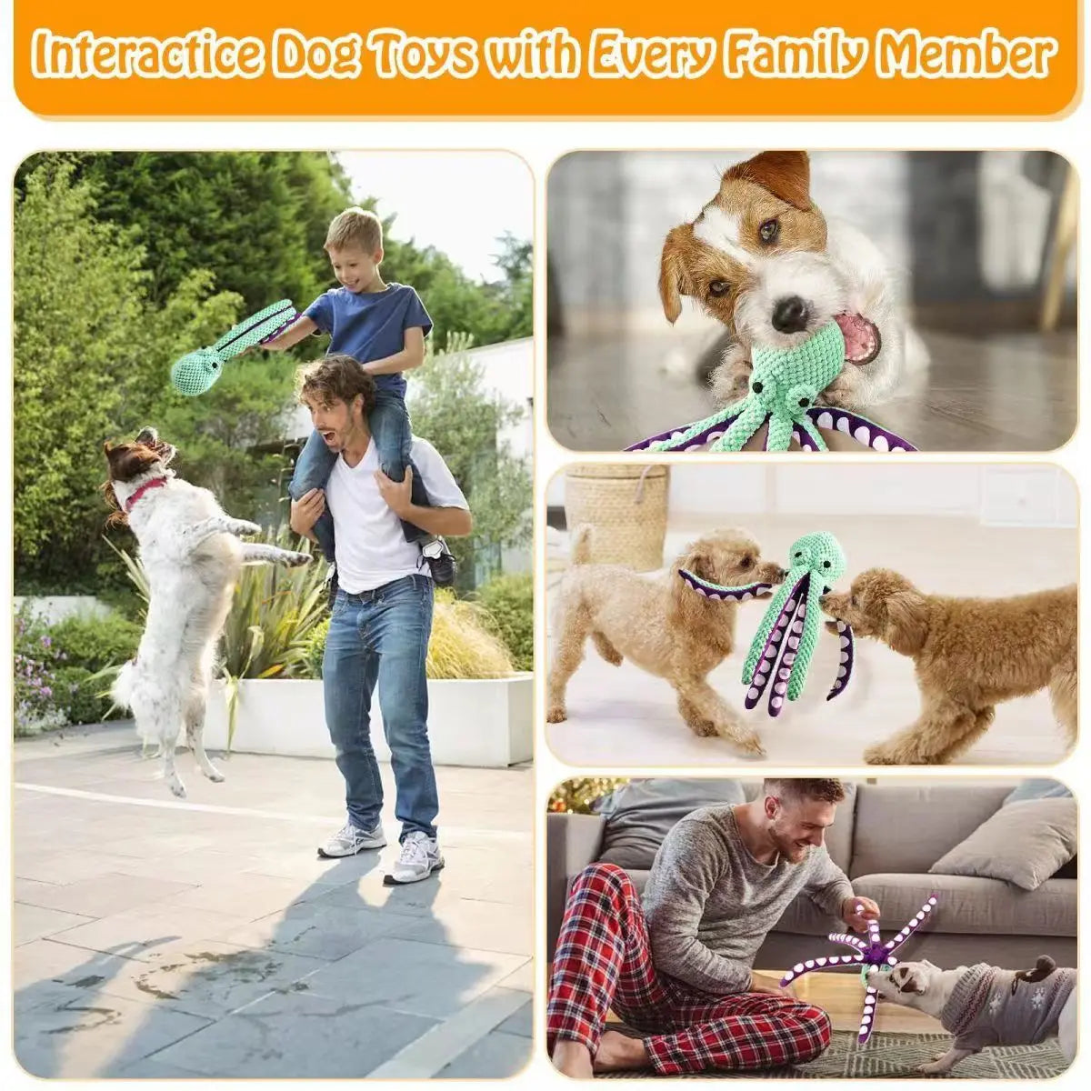Plush Octopus Dog Toy – Interactive Squeaky Companion Toy for Small & Large Dogs, Anti-Demolition Chew & Boredom Relief