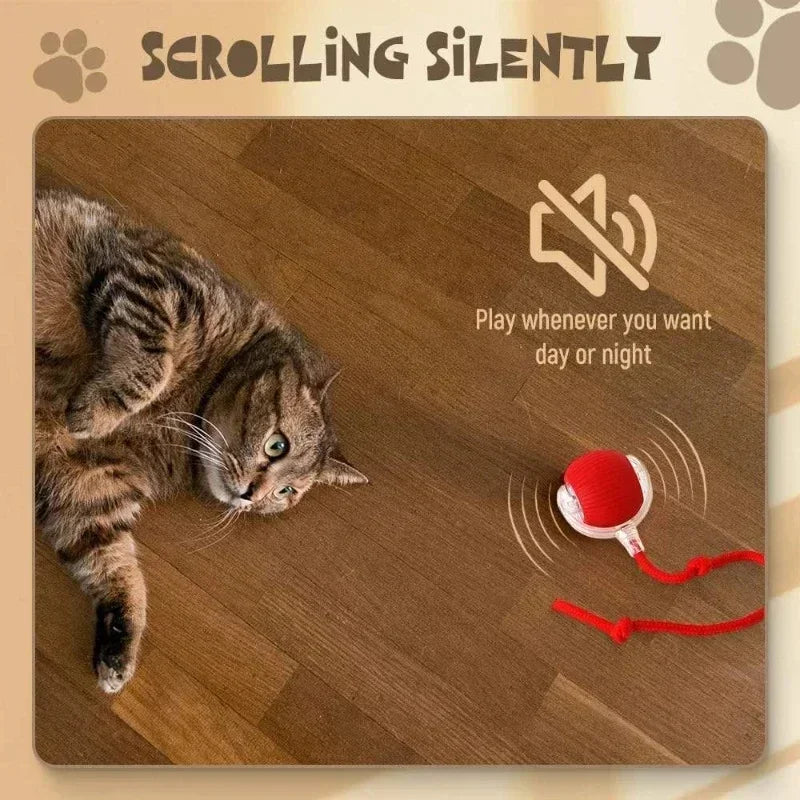 Rechargeable Smart Rolling Ball Toy – Automatic Interactive Electric Toy for Cats & Small Dogs with Simulated Tail