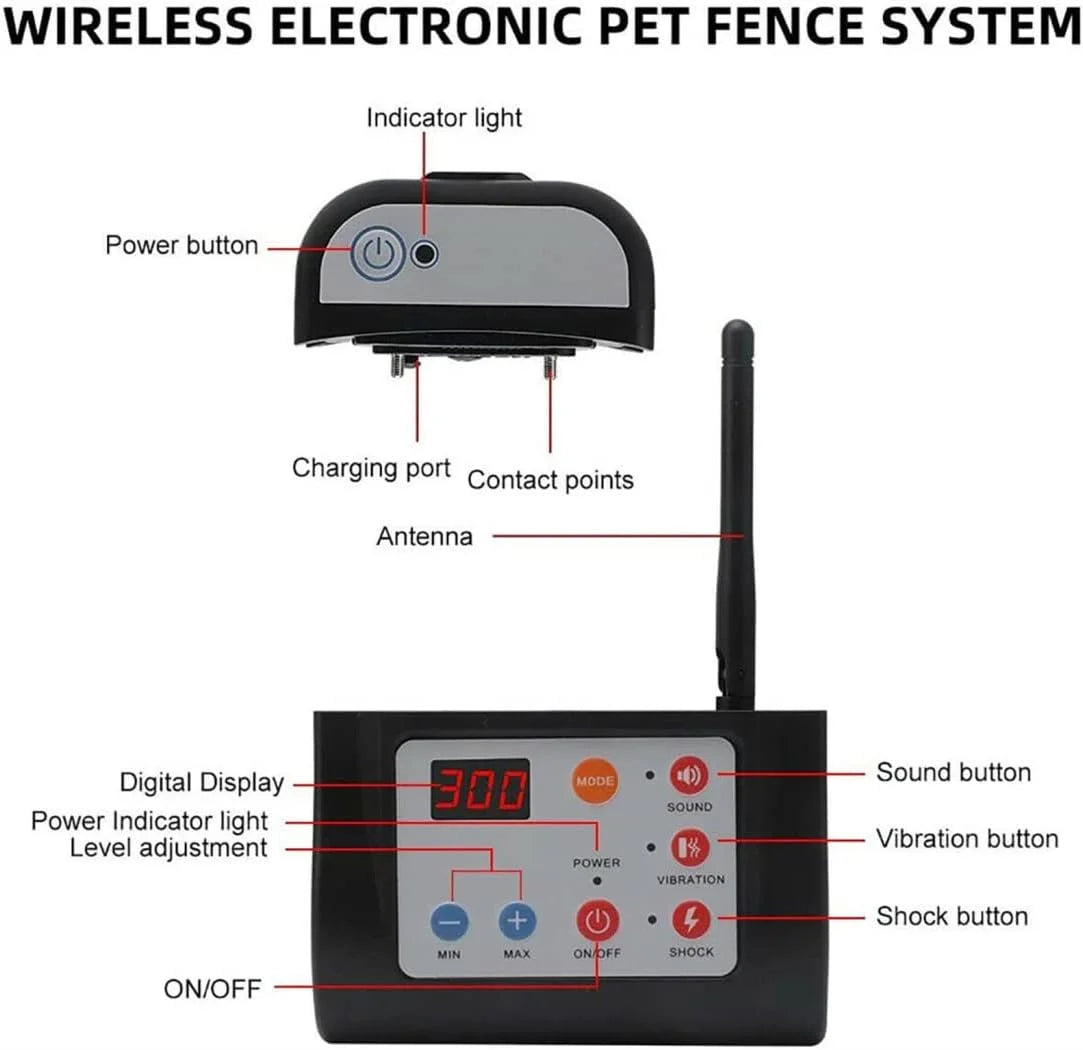 Wireless Dog Fence System with Shock Collars โ Adjustable Range Pet Containment for Up to 3 Dogs