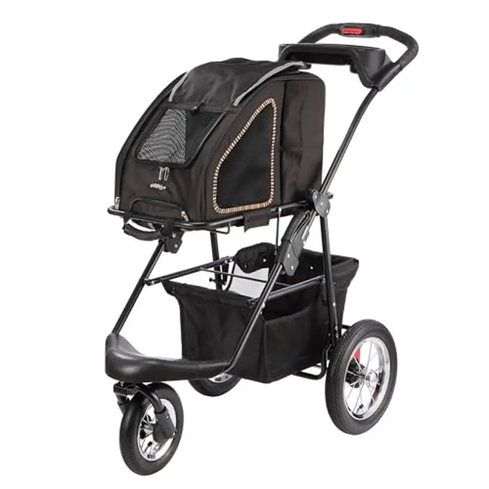 Travel Pet Carrier Stroller Anxiety Relief Safety Leash Seatbelt Durable Lightweight Smooth Ride Rolling Attachment Pockets