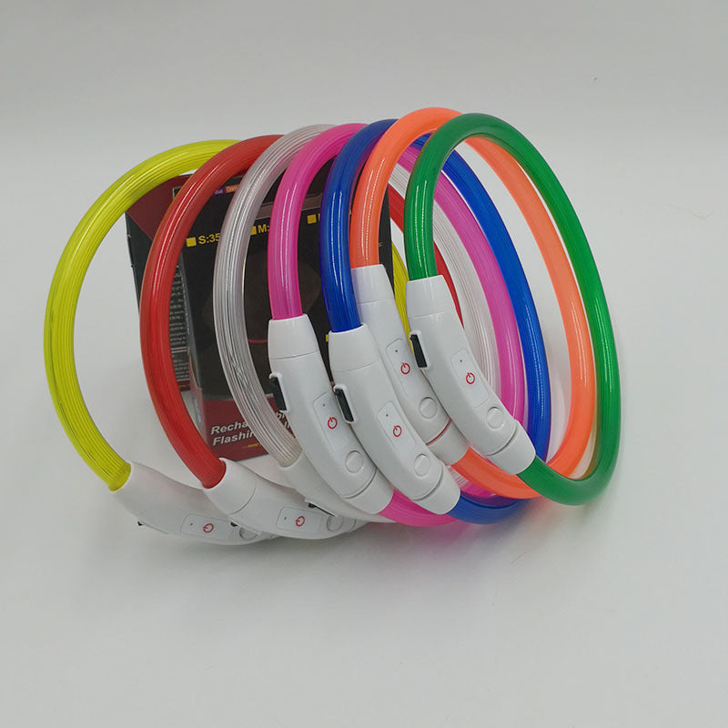 USB Charging LED Luminous Dog Collar – Adjustable Flashing Safety Light Necklace for Dogs & Cats