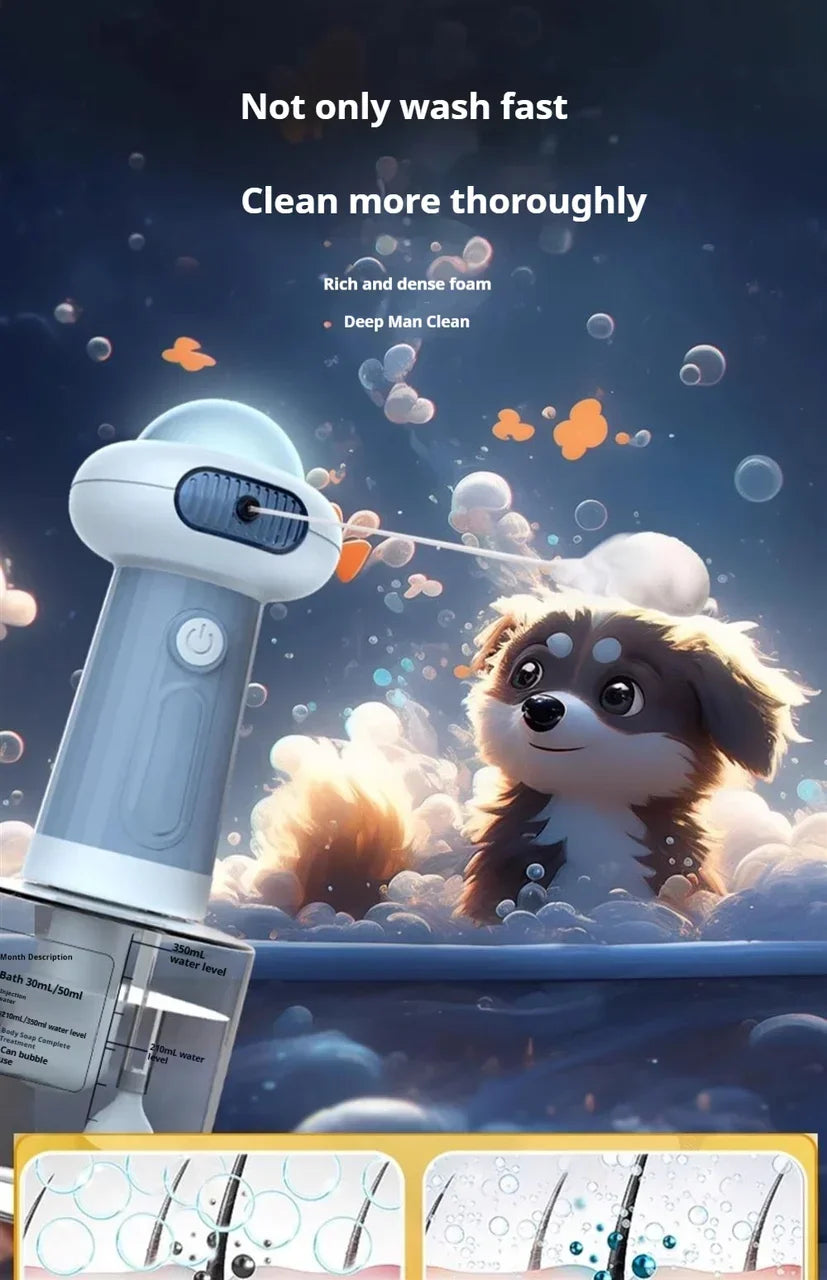 Automatic Dog Soap Dispenser – Wireless USB Grooming Frother, Quiet Pet Bath Shampoo Foam Sprayer for Dogs & Cats