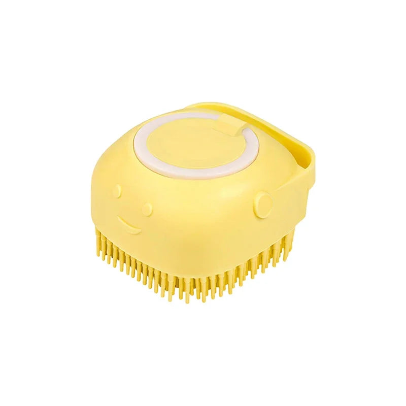 Dog Bath Brush – Silicone Pet Shampoo Scrubber & Soap Dispenser, Cat Massage Grooming Comb, Soft Rubber Puppy Cleaning Brush