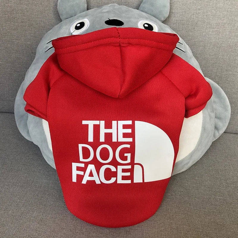 Pet Dog Hoodie – Autumn/Winter Sweatshirt for Large Dogs with “Dog Face” Text Pattern
