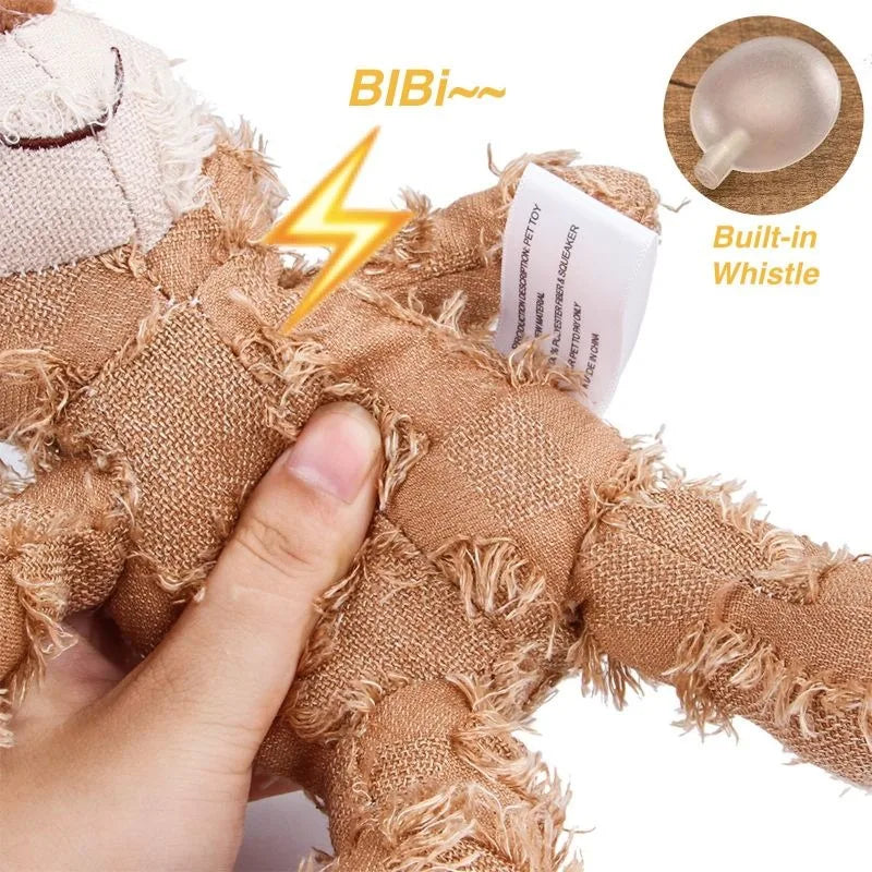 Teddy Bear Plush Dog Toy – Squeaky Interactive Chew Toy for Cleaning Teeth & Stress Relief