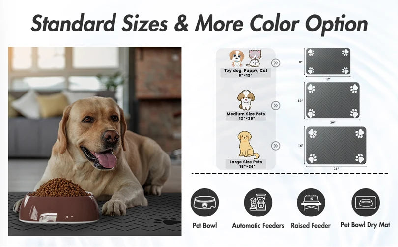 Pet Feeding Placemat – Waterproof, Quick-Dry Food & Water Bowl Mat for Dogs & Cats