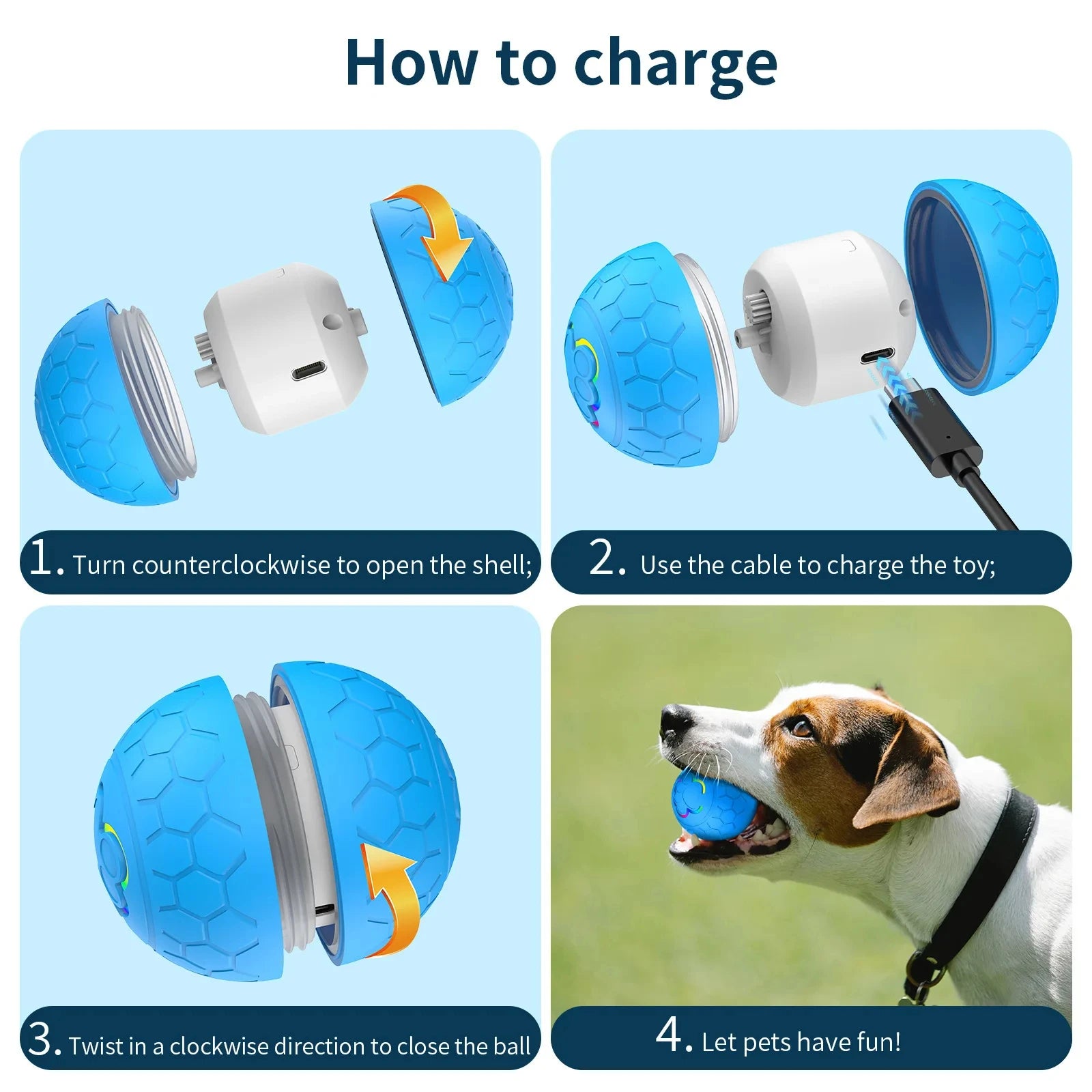 Smart Electronic Dog Toy Ball – USB Rechargeable, Bouncing & Rolling with RGB Lights