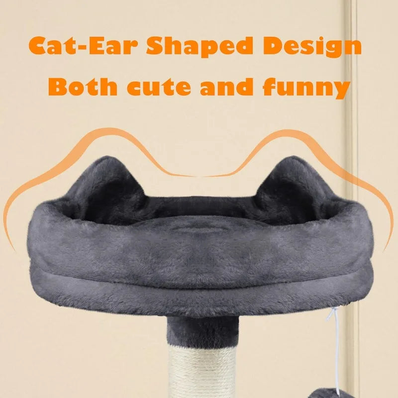 62.2" Cat Tree – Multi-Level Cat Tower with Platform, Hammock, Condo & Scratching Posts for Kittens and Adult Indoor Cats