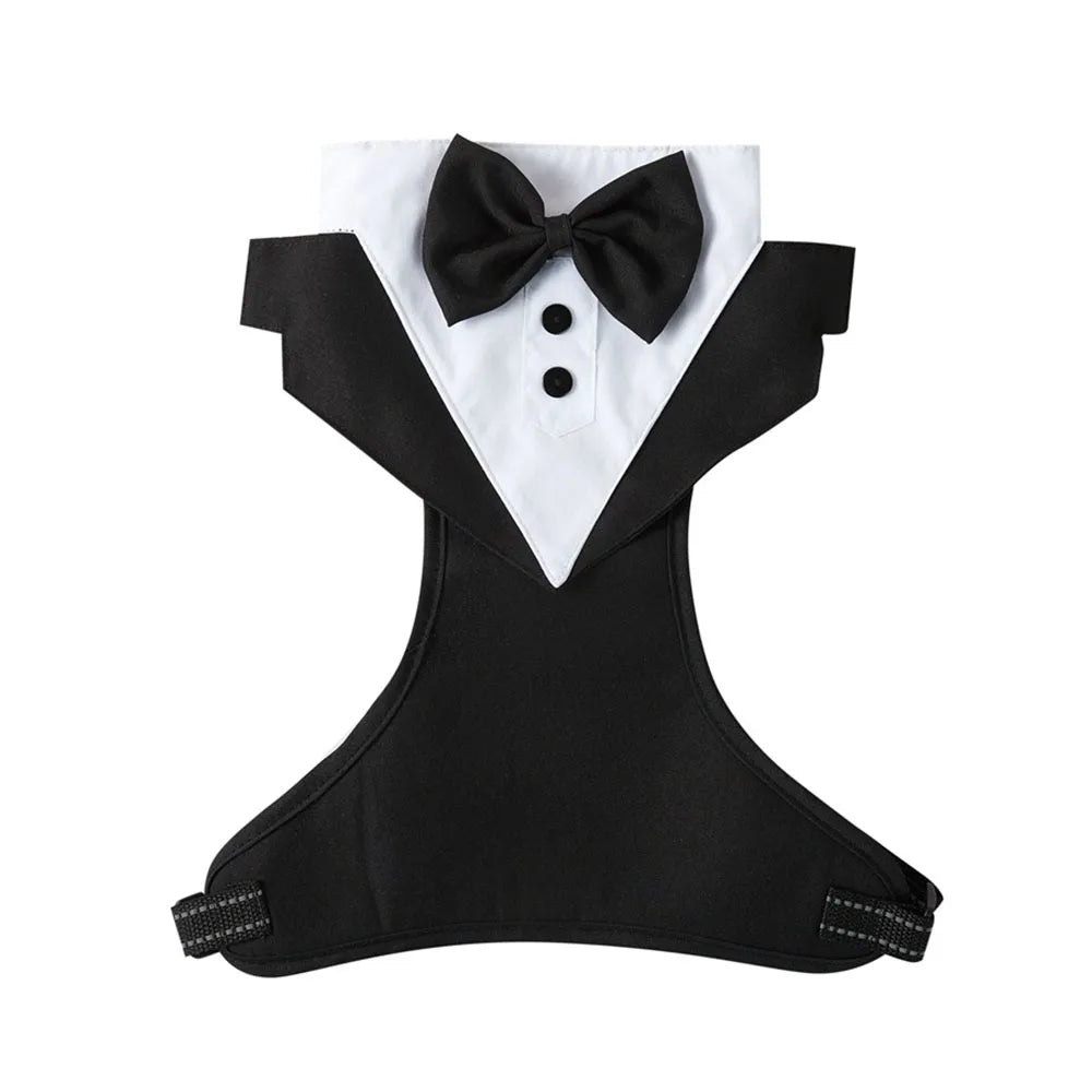 Female Dog Tuxedo Harness – Adjustable Formal Vest Costume for French Bulldogs & Large Dogs | Party & Wedding Pet Suit