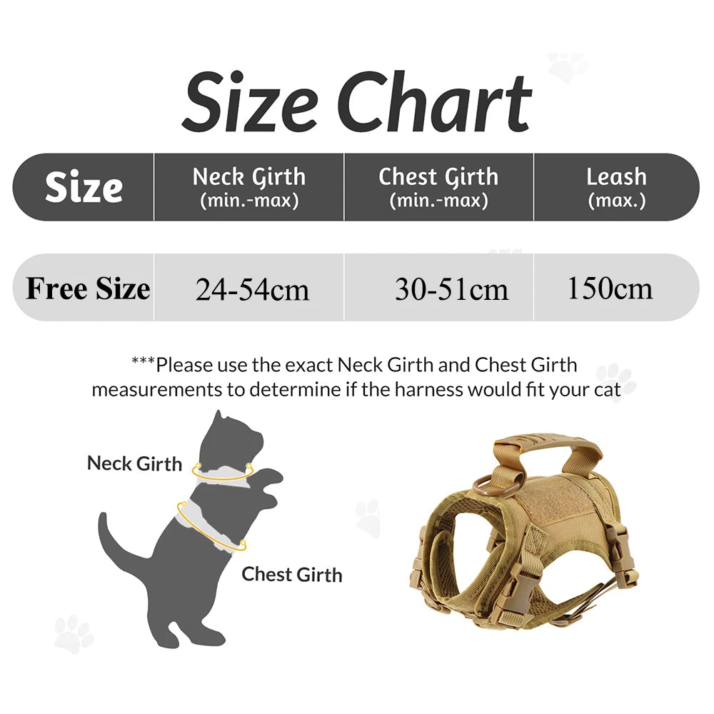Tactical Cat & Puppy Harness with Leash – Adjustable, Durable, and Built for Adventure
