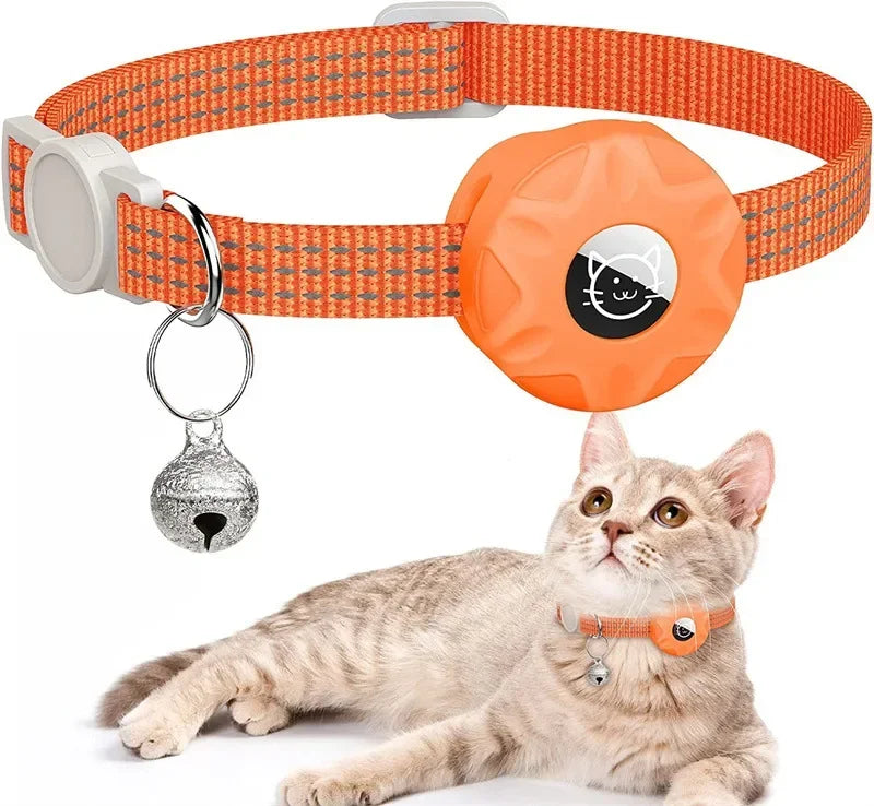 Apple AirTag Cat Collar – Adjustable Reflective GPS Kitten Collar with AirTag Holder & Bell for Boy & Girl Cats