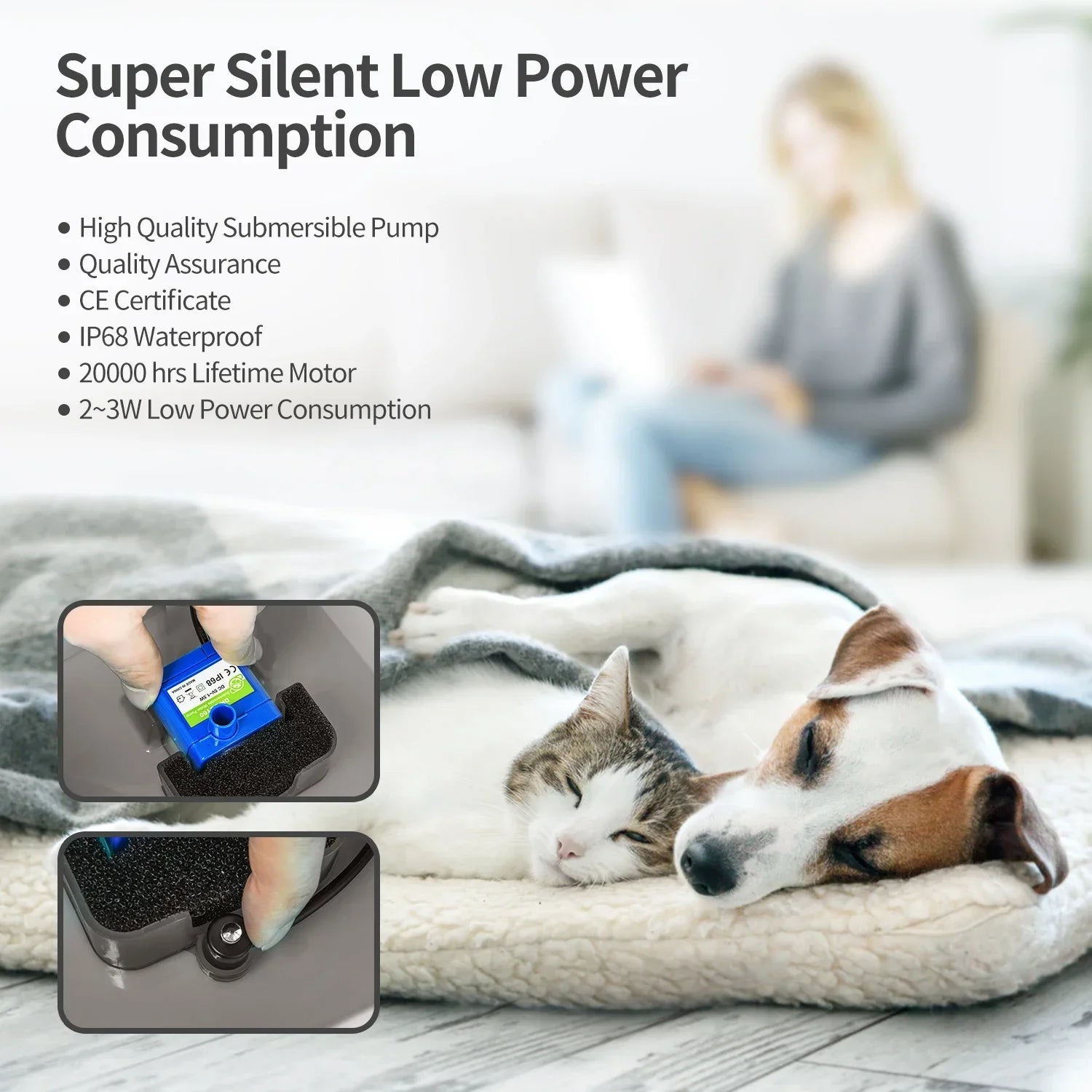 2L Cat Water Fountain – Ultra-Silent Pet Water Dispenser with LED Light