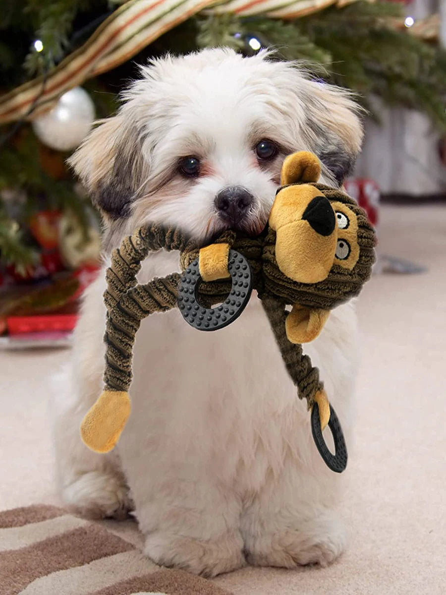 Squeaky Monkey Plush Puppy Toy – Chew Toy for Teething, Training & Interactive Play for Small Dogs