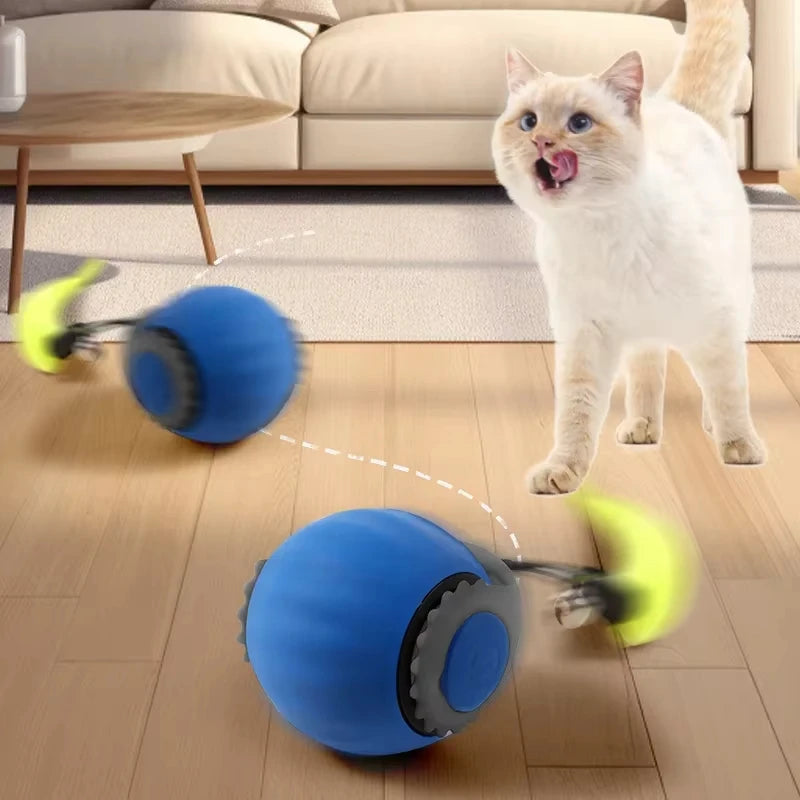 Rechargeable Automatic Cat Ball Toy – Smart Rolling Ball with Faux Tail for Interactive Play