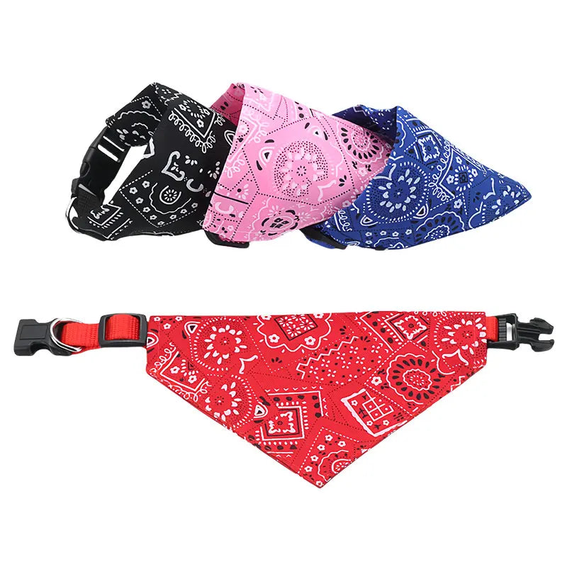 Adjustable Cotton Plaid Dog Bandana – Washable Pet Scarf with Bowtie Collar for Large Dogs & Cats