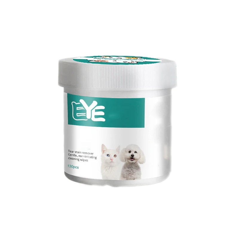 Pet Eye Wipes for Cats & Dogs – 130 Count | Tear Stain Remover Wet Wipes, Gentle No-Irritation Cleaning Formula