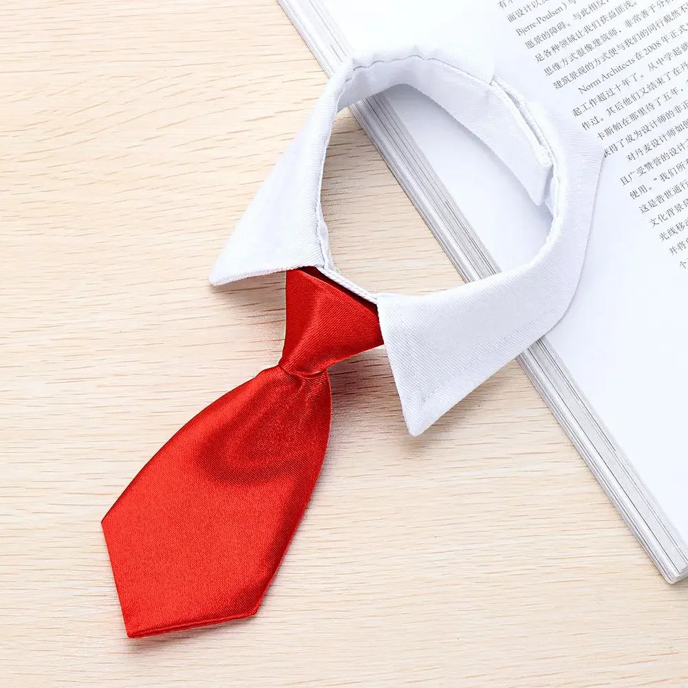 Formal Pet Tuxedo Necktie – Black & Red Bow Tie Collar for Dogs and Cats