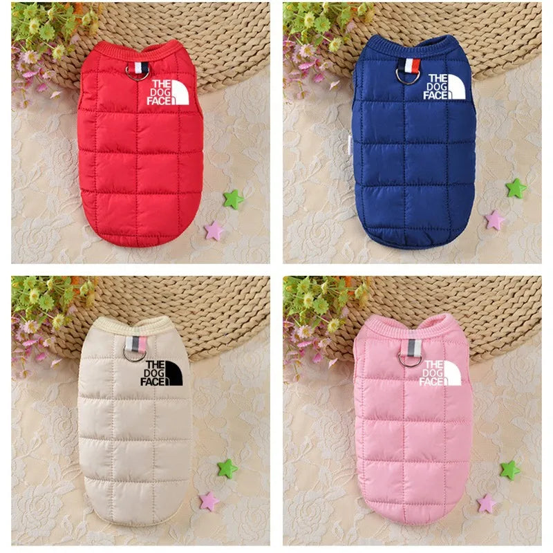Designer Trendy Winter Dog Coat – Warm Pet Jacket with 3D Logo for Small & Medium Dogs