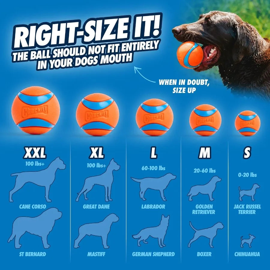 Ultra Ball Dog Toy – Large (3" Diameter) for 60–100 lb Dogs – Super Bouncy, Durable Rubber, Floats in Water – Pack of 1