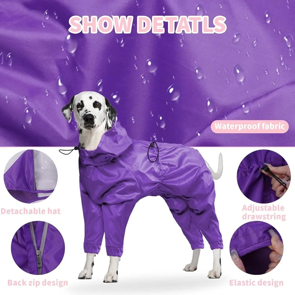 Waterproof Dog Raincoat with Reflective Strips and Leash Hole – Comfortable, Rainproof Jacket for Outdoor Use
