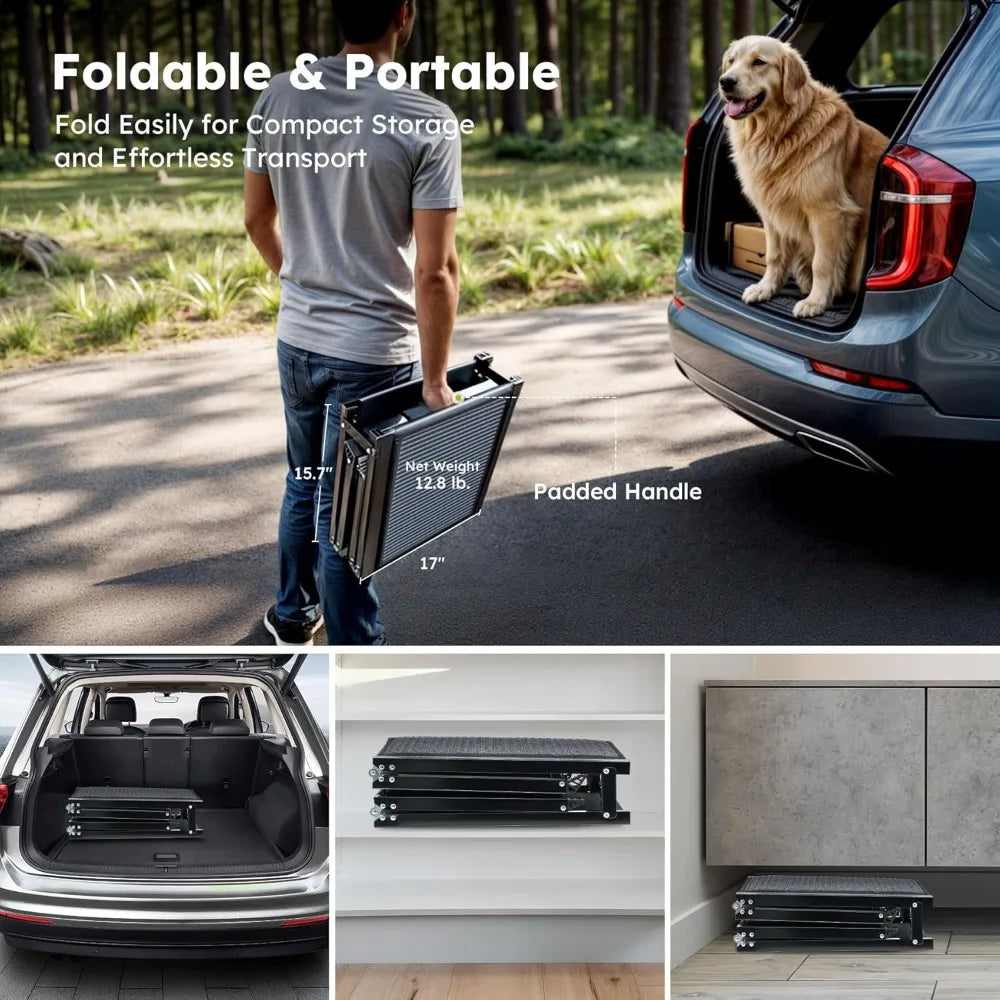 63" Folding Dog Ramp for Car – Portable Pet Ramp with Non-Slip Surface for Large Dogs up to 200 lbs
