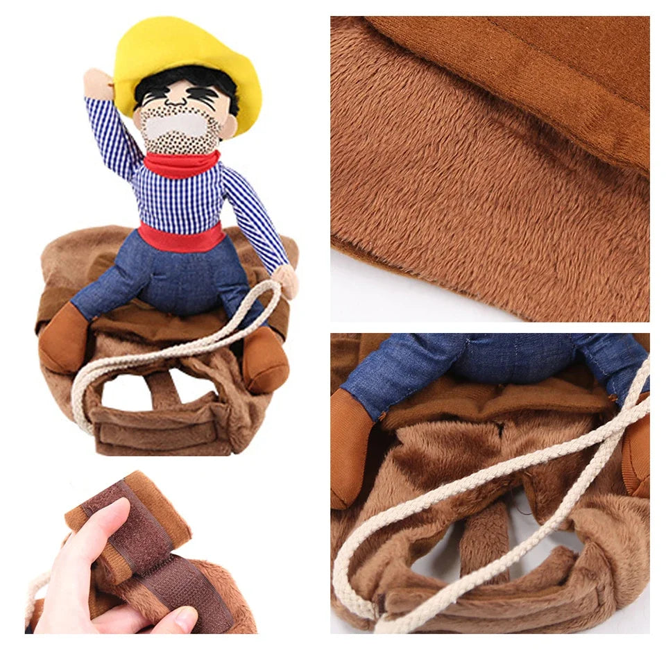 Funny Cowboy Dog Costume – Halloween Party Jacket Outfit for Small & Large Dogs (French Bulldog, Chihuahua)