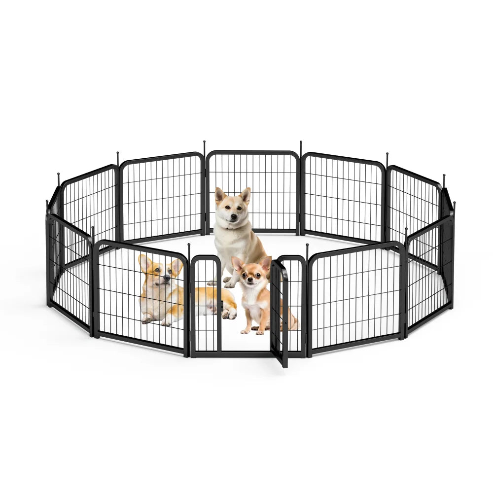 12-Panel Outdoor Dog Playpen – 24" Portable Pet Fence for Small Dogs, Puppies, Rabbits & Small Animals