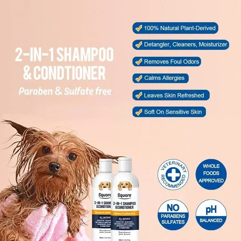 Puppy Shampoo & Conditioner 2-in-1 – Natural Moisturizing Dog Shampoo for Sensitive Skin, pH Balanced