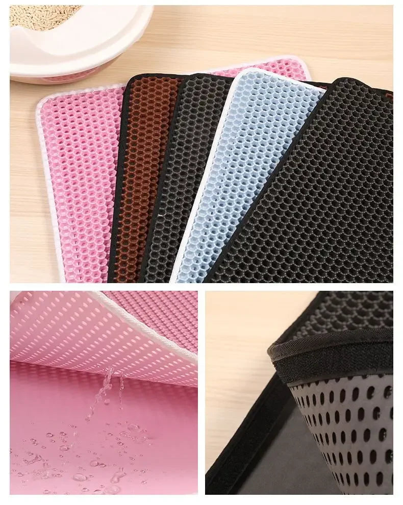 Double-Layer Waterproof Cat Litter Mat – Non-Slip, Washable Trap Pad with Bonus Gift