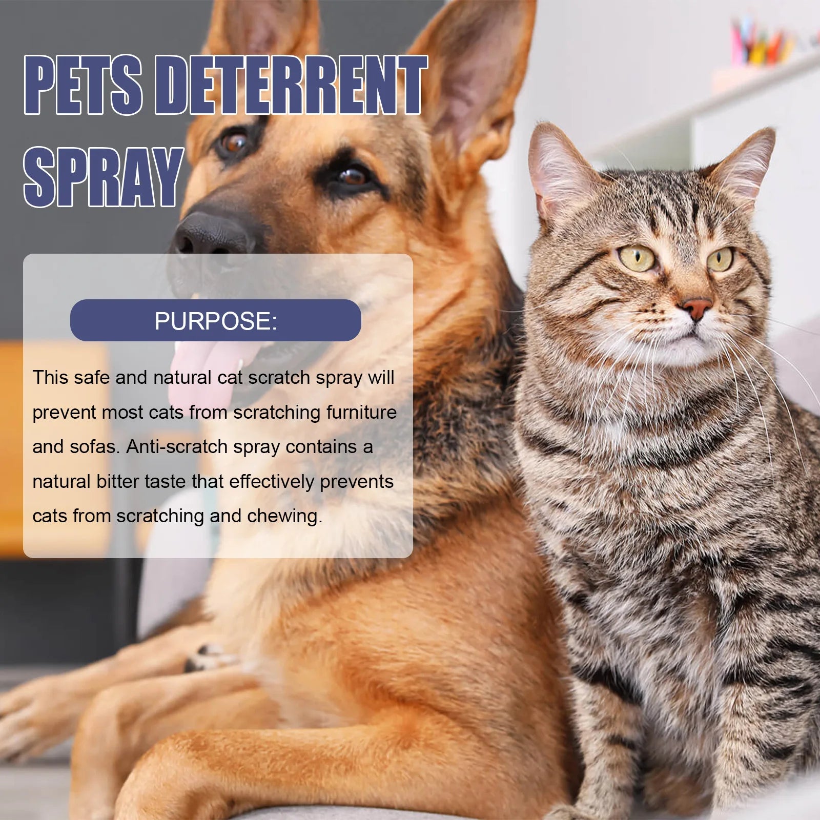 Cat Scratch Deterrent Spray – Natural Training Aid with Orange Fragrance, Furniture & Sofa Protector, No-Sting Formula