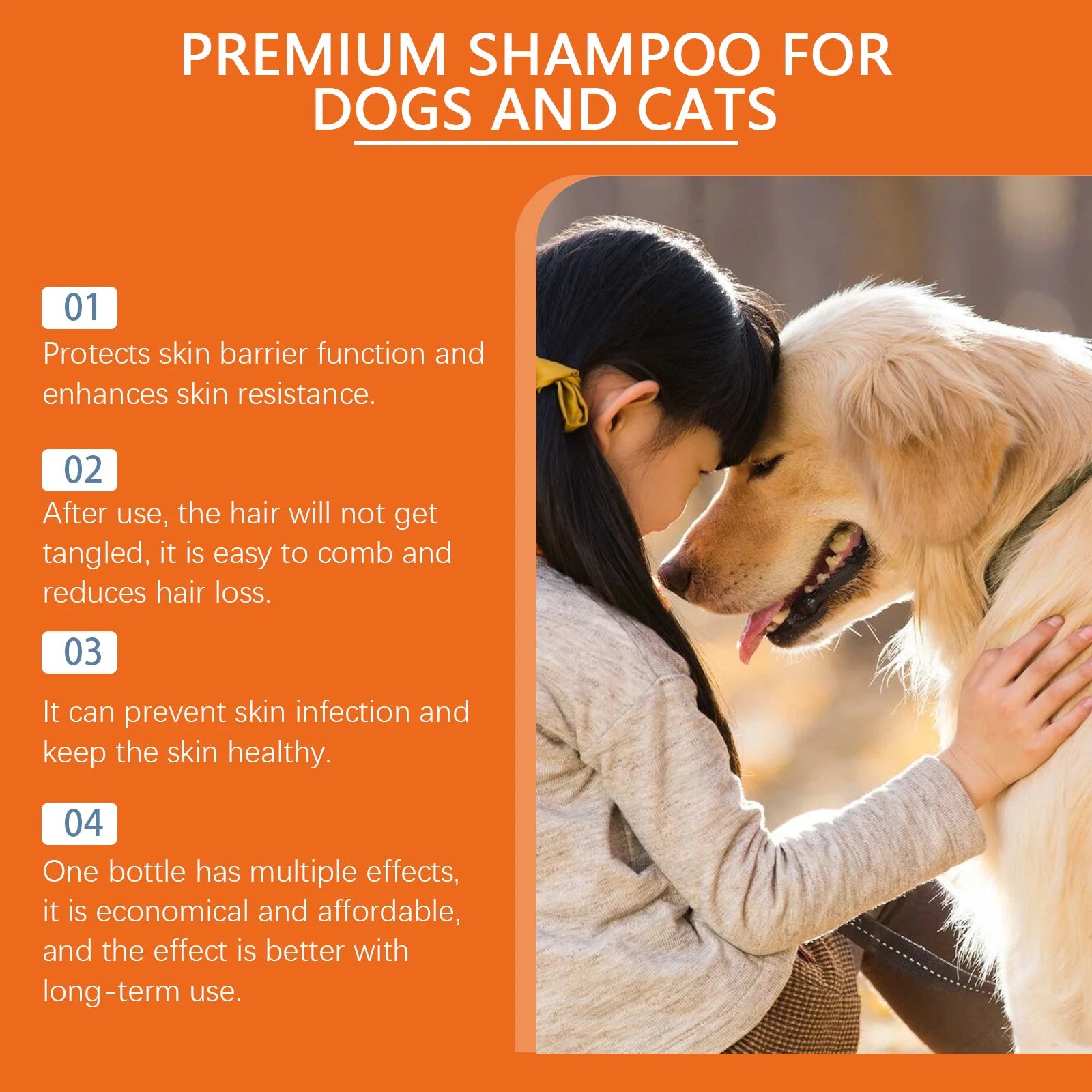 Natural Pet Shampoo for Dogs & Cats – Odor Control & Flea Repellent with Coconut Oil Formula