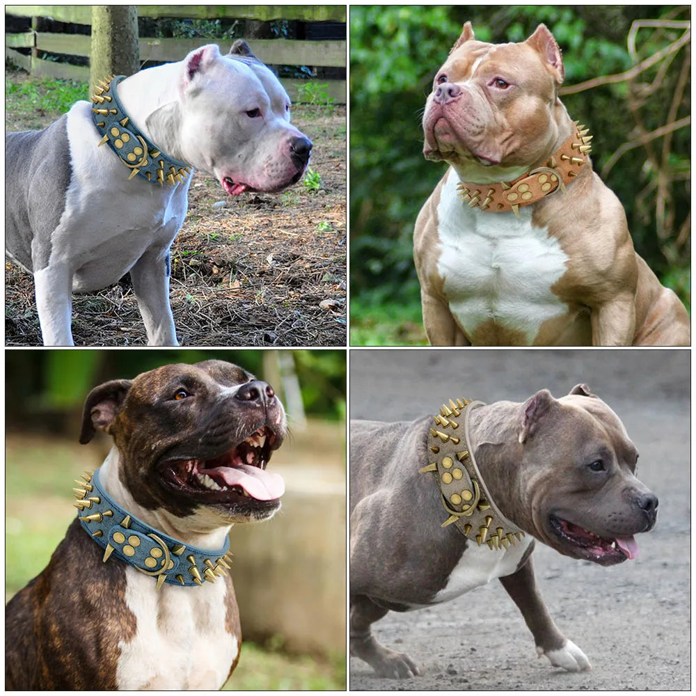 Heavy-Duty Spiked Leather Dog Collar – Wide, Comfortable Protection Collar for Extra Large Dogs