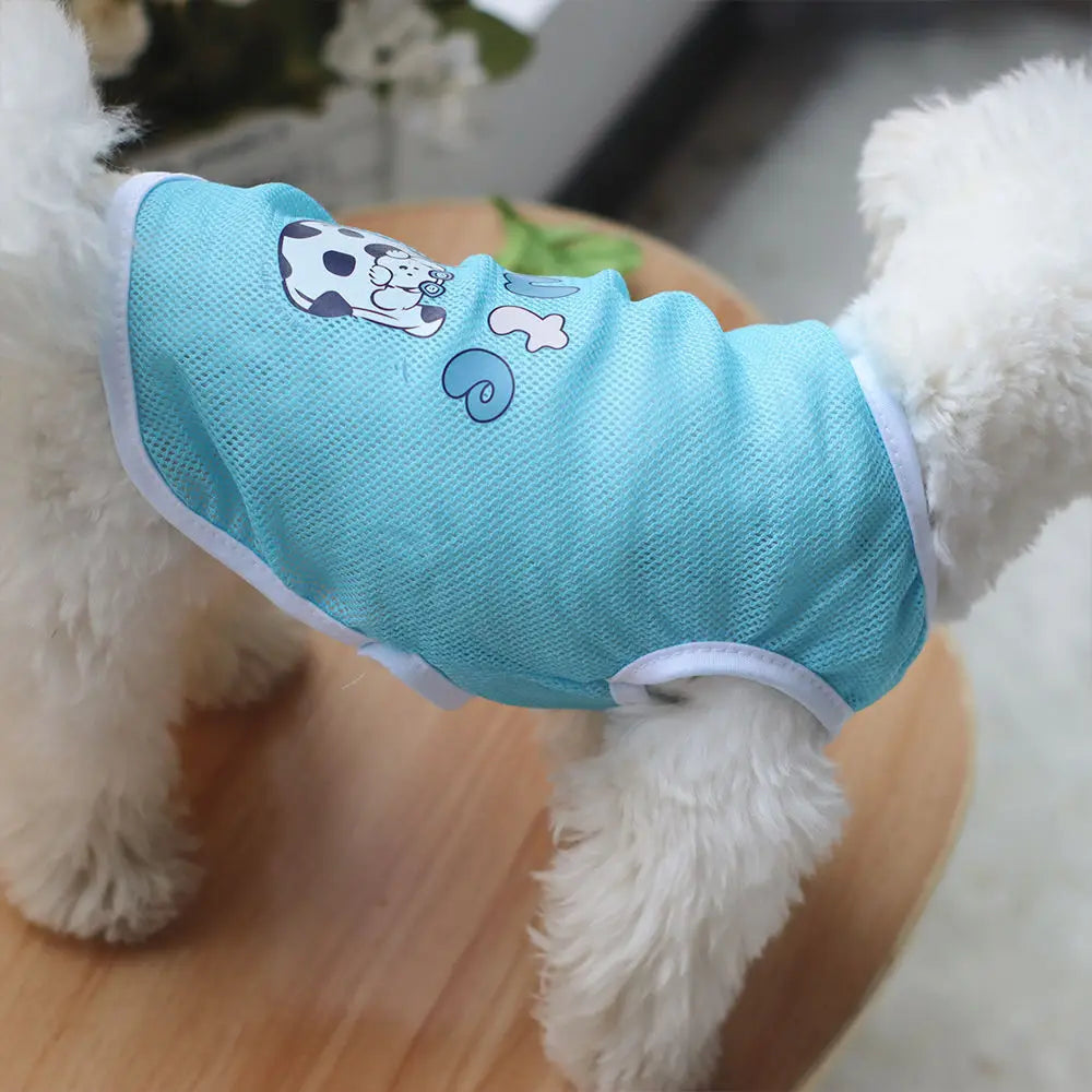 Spring & Summer Mesh Pet Vest – Lightweight Cartoon Print Vest for Cats and Dogs (Medium & Large Breeds)