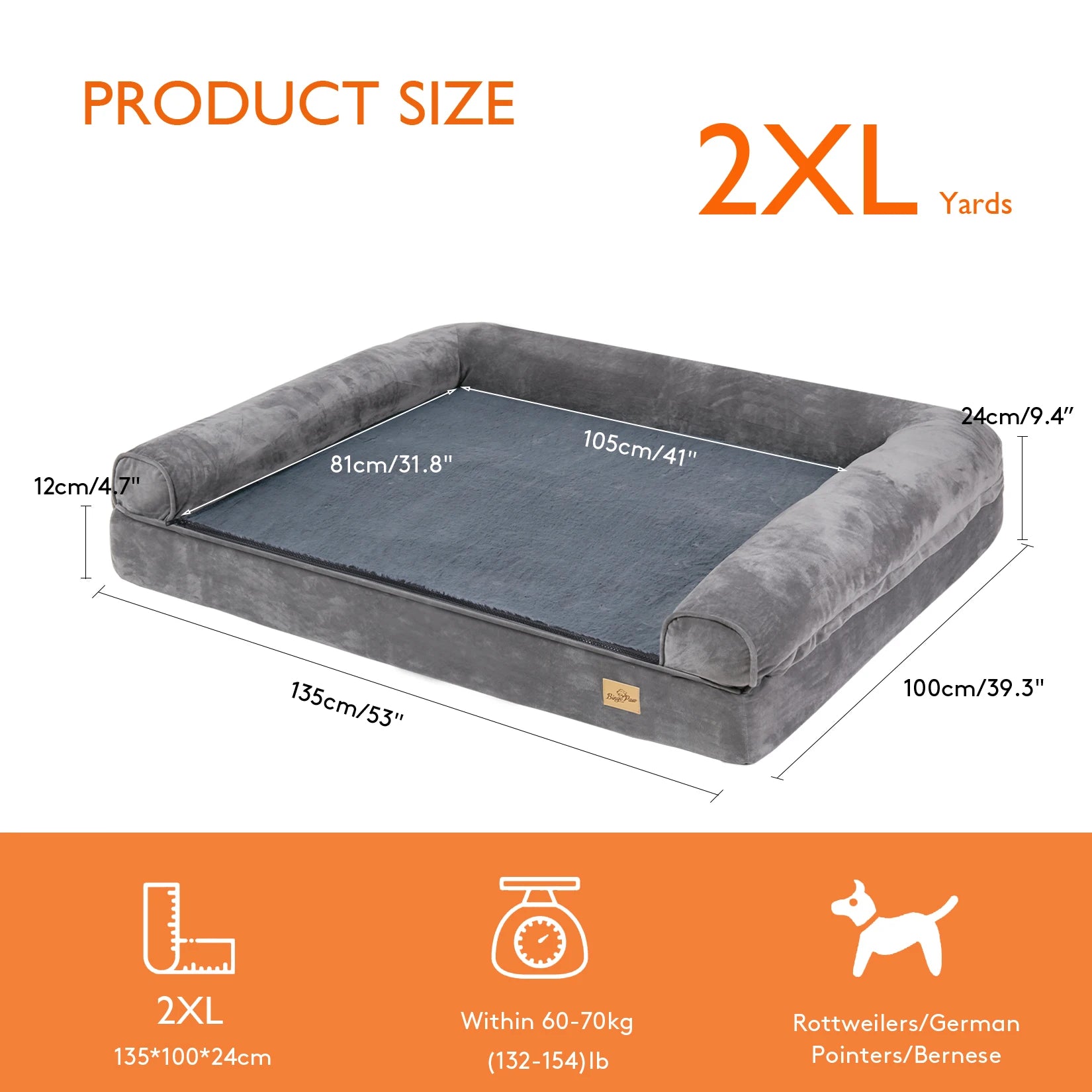 Extra Large Orthopedic Dog Bed – Washable Cover & Supportive Foam Mattress
