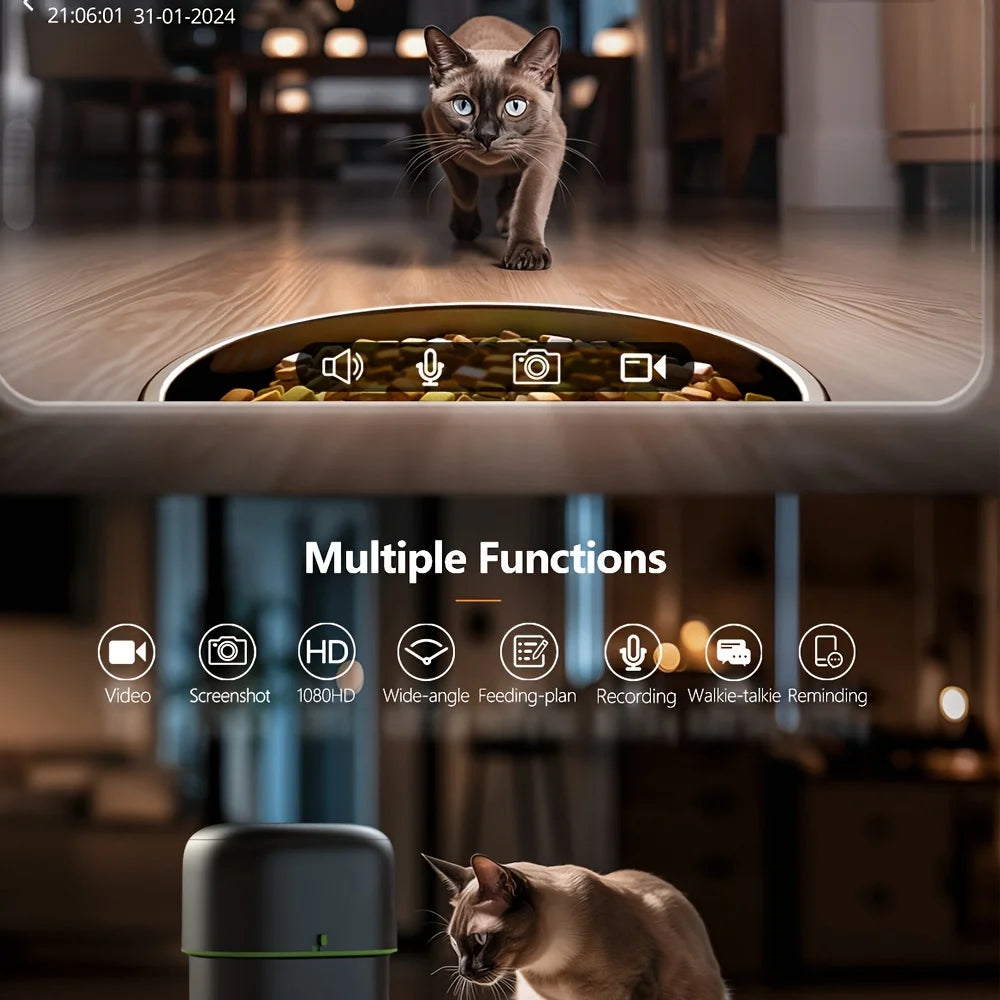 2L Smart Pet Feeder with 5G WiFi & Camera – Automatic Cat & Dog Food Dispenser with Video Monitoring